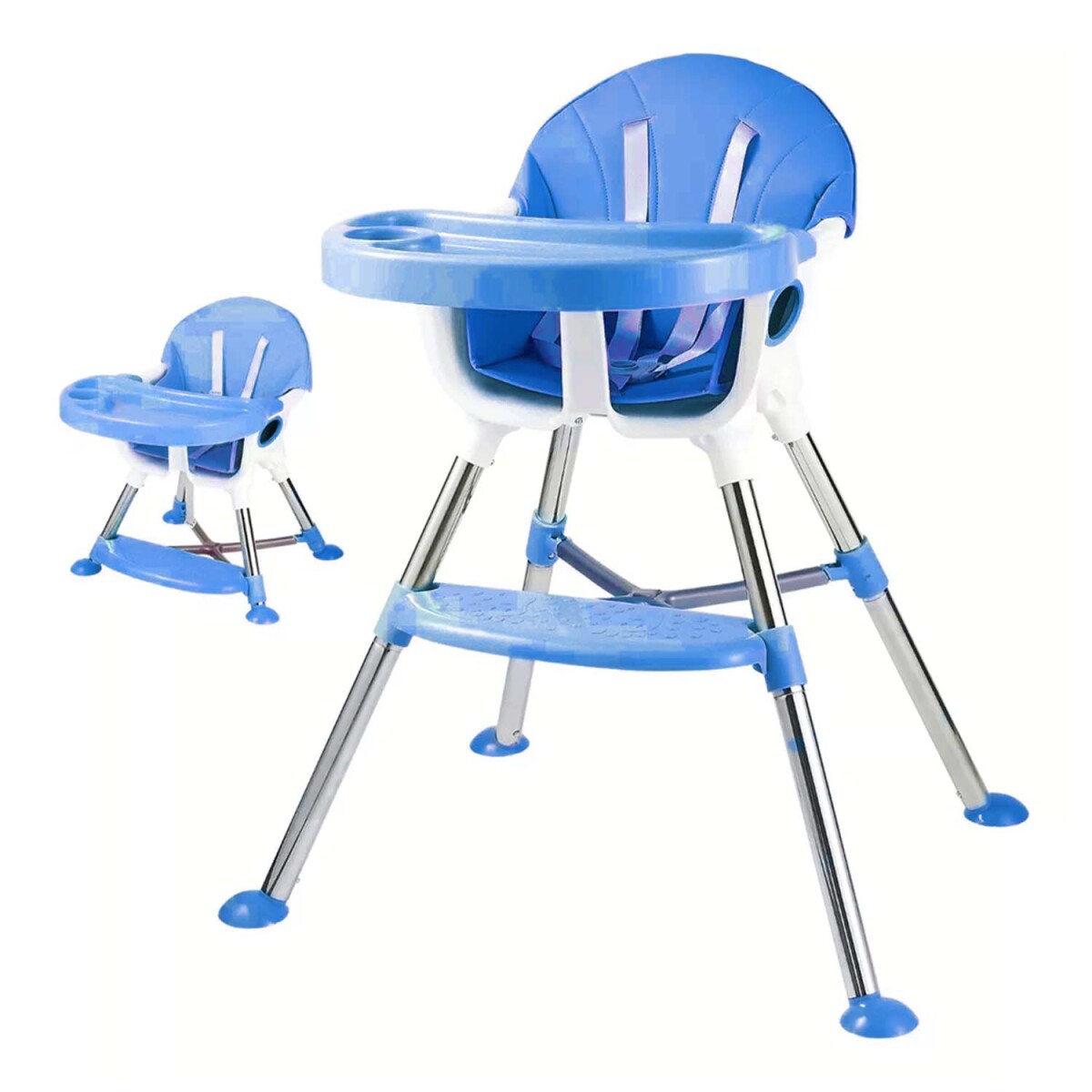 Silla Alta de Comer para Bebé Portable con Altura Ajustable - Azul 