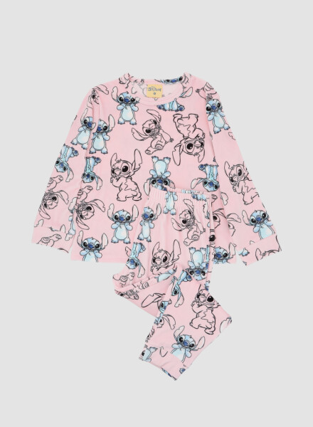 Pijama teens stitch velour Rosado