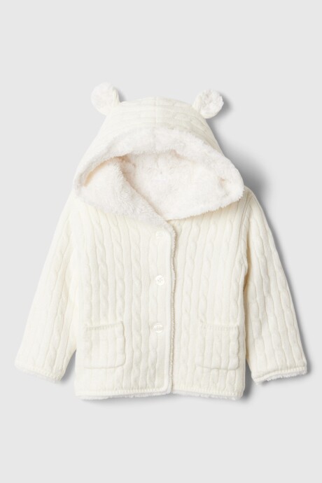 Saco Garter Con Botones Y Capucha Bebé Ivory Frost
