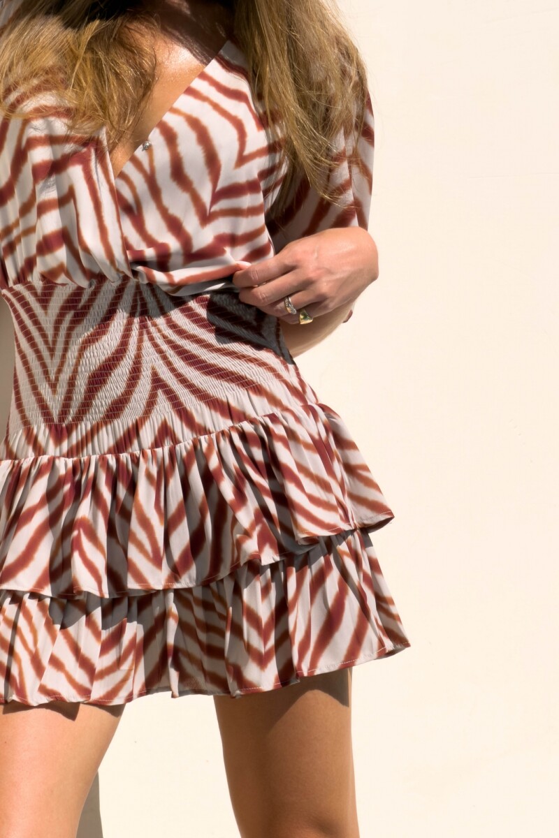 VESTIDO VALENTINA MINI MAROON WILD ZEBRA VESTIDO VALENTINA MINI MAROON WILD ZEBRA