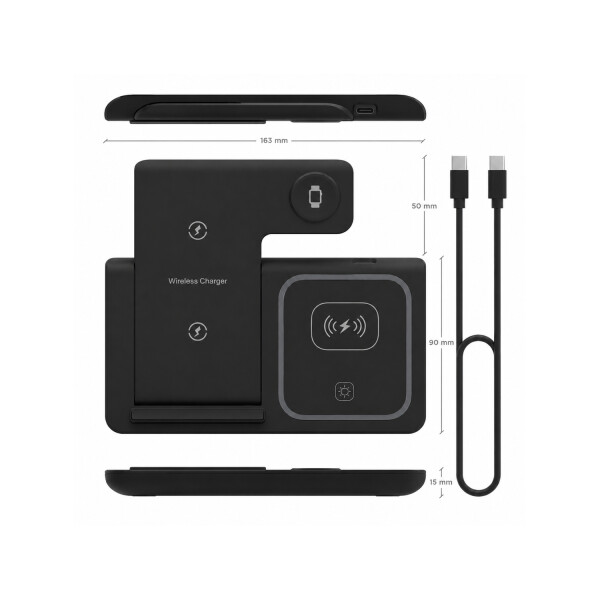 Cargador Inalámbrico 3 En 1 Plegable Color Negro Cargador Inalámbrico 3 En 1 Plegable Color Negro