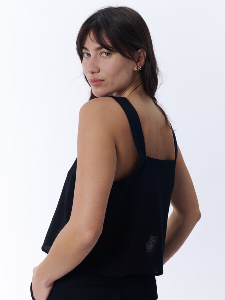 Top escote recto Negro