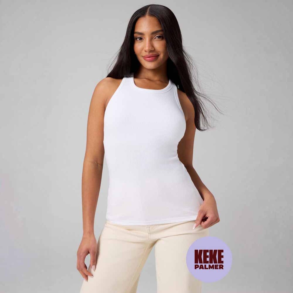 Bividi Modal Rib High Neck Built-In Bra Tank Mujer 