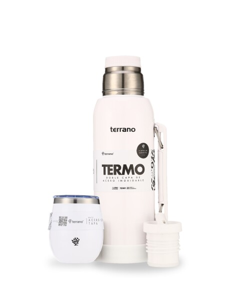 Kit Metalizado Termo 1LT Con Base De Silicona + Mate De Acero Con Tapa Blanco