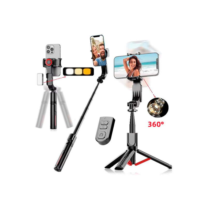 Palo selfie estabilizador C09 con tripode y luz led Palo Selfie Estabilizador C09 Con Tripode Y Luz Led