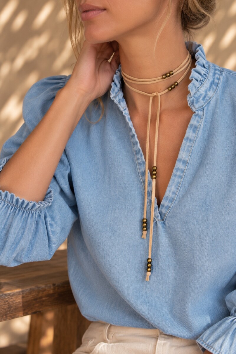 Collar Corbatín - Beige - Oro 