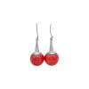 Caravanas Esfera-Plata 925-Piedra Coral rojo-CA3391 Conpiedra