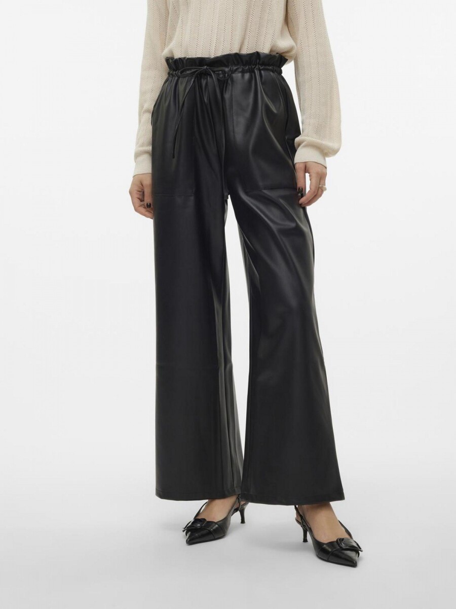 Pantalón Paulina Efecto Piel Wide - Black 