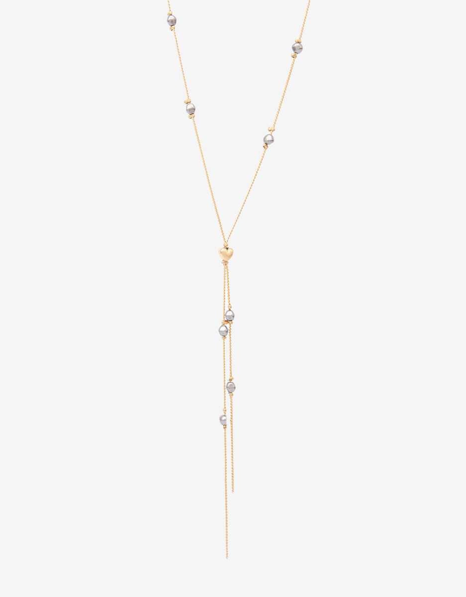 Collar Largo Corbatero Perla Sintética 