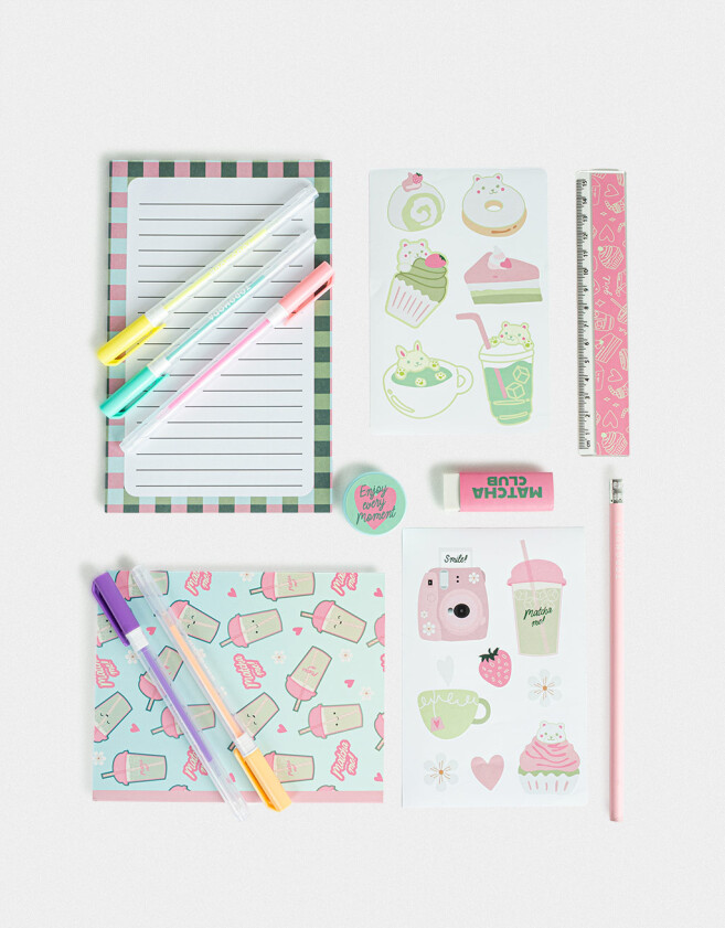 Librería Sets Set De Librería En Valija "matcha Girly" - Rosa Claro