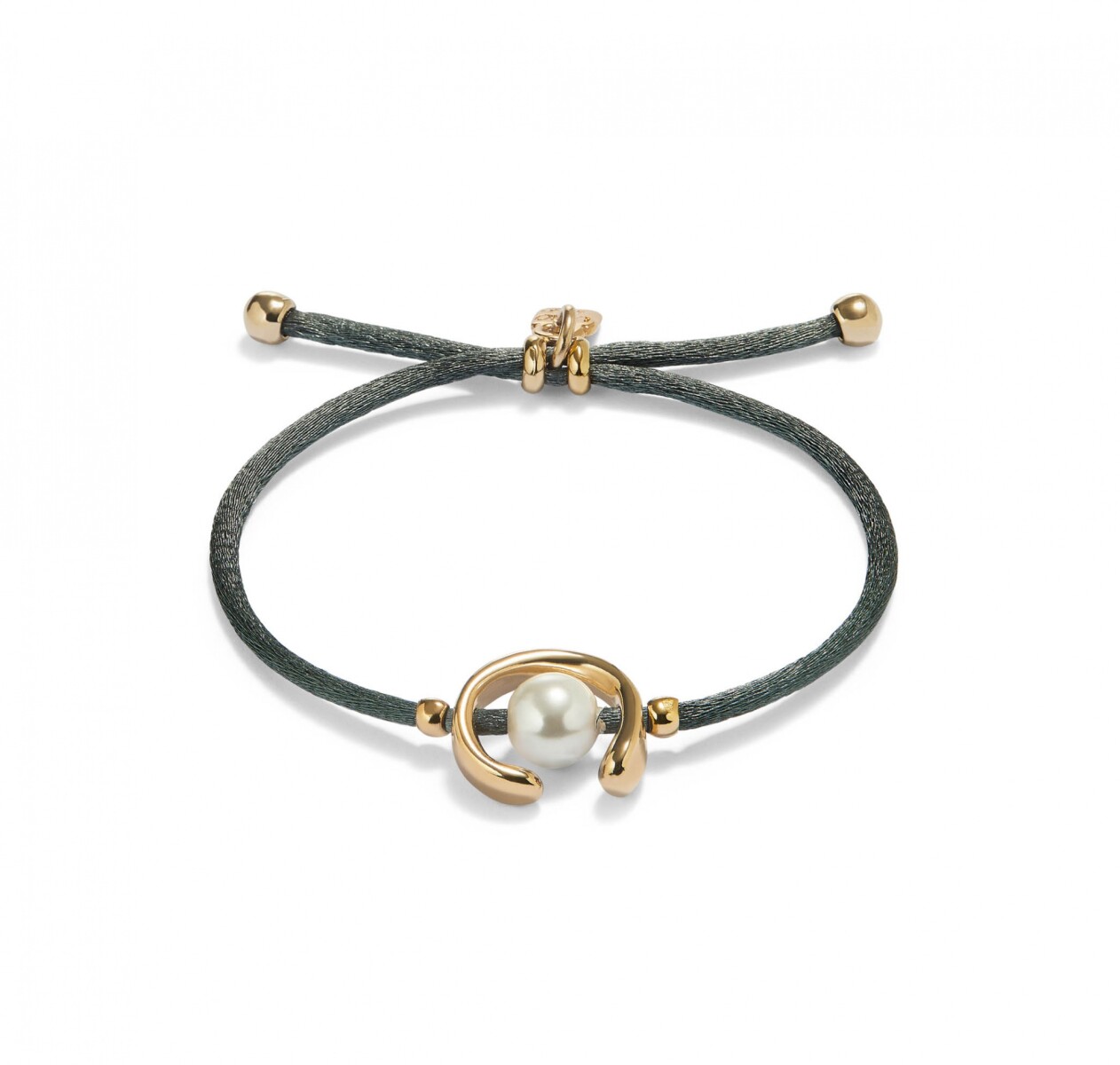 PULSERA DE HILO NEGROSO CON PERLA SHELL FORNITURA BAÑADA EN ORO 18K. - Pulsera 