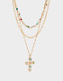 Collares Cortos Religioso Collar Largo Con Cruz - Dorado