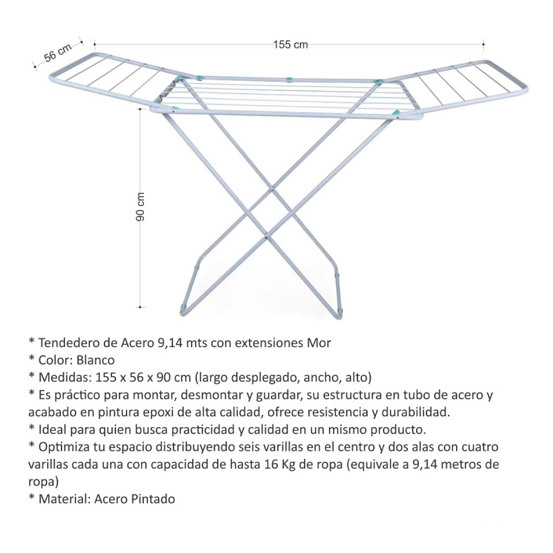 Tendedero de piso con extensiones 9 mts BLANCO