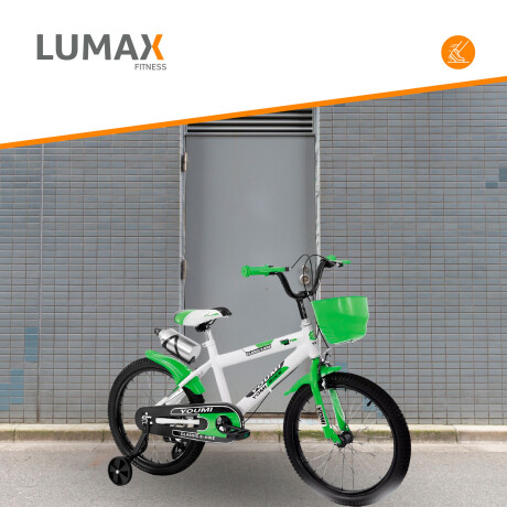 Bicicleta Urbana Infantil Rodada 16 Con Rueditas y canasto Verde