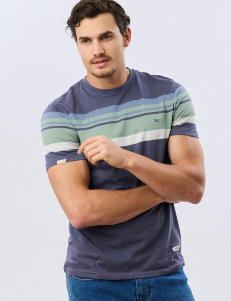 REMERA RAYADA DE ALGODÓN Azul