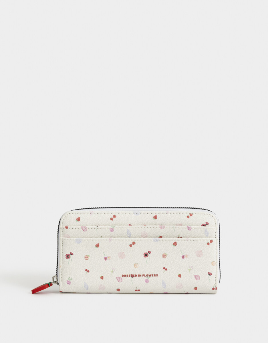Billetera Fichero Cuerina Flores 