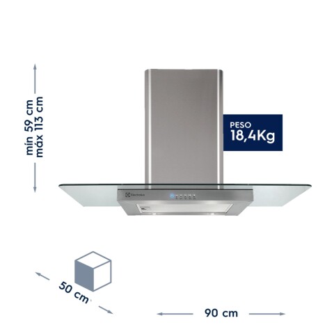 Campana Extractora Electrolux 90 cm Acero Inoxidable EJWCP365TEKS Campana Extractora Electrolux 90 cm Acero Inoxidable EJWCP365TEKS