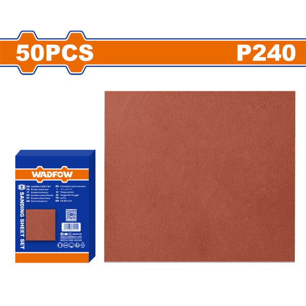 PACK X 50 LIJAS PAPEL P MADERA GRANO 240 WADFOW WSM2506 PACK X 50 LIJAS PAPEL P MADERA GRANO 240 WADFOW WSM2506
