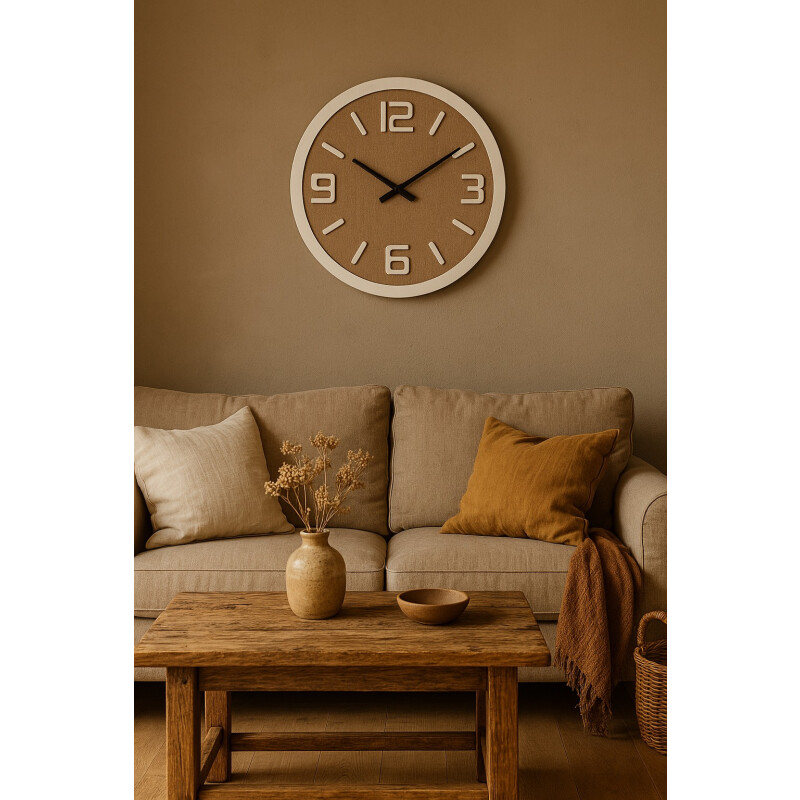 RELOJ DE PARED EN MDF FONDO EN ARPILLERA RELOJ DE PARED EN MDF FONDO EN ARPILLERA