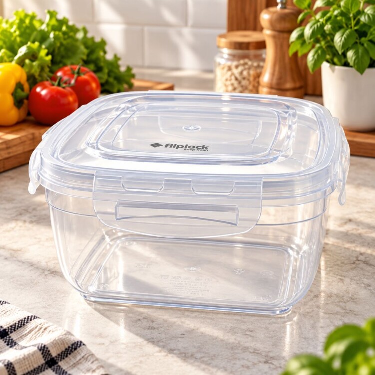 Pote Vianda Cuadrado de Plastico Fliplock 3,6 litros Pote Vianda Cuadrado de Plastico Fliplock 3,6 litros