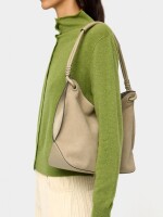 Bolso De Hombro Con Detalles De Piel taupe