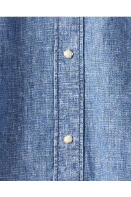 Camisa jean con cuello de pana Sin color