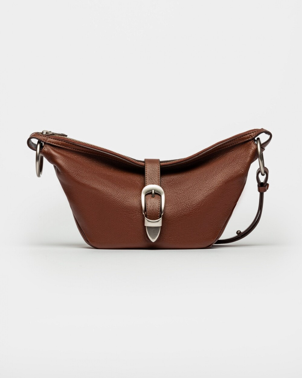 Bandolera Bambú En Cuero Satinado Tabaco