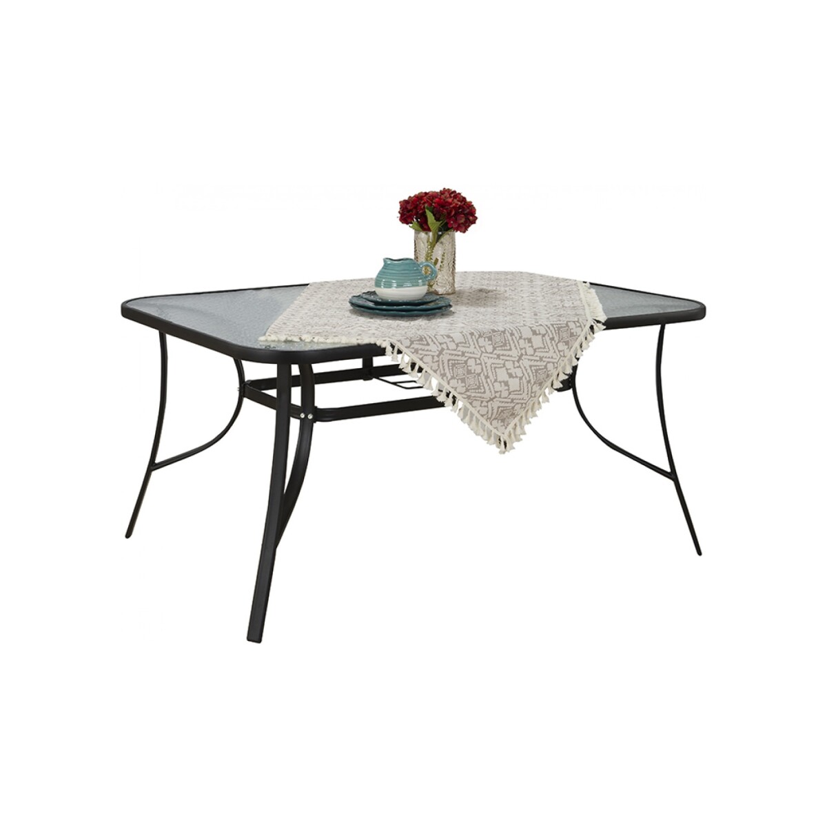 MESA DE COMEDOR - ACERO-Y-VIDRIO NEGRO MALACA 