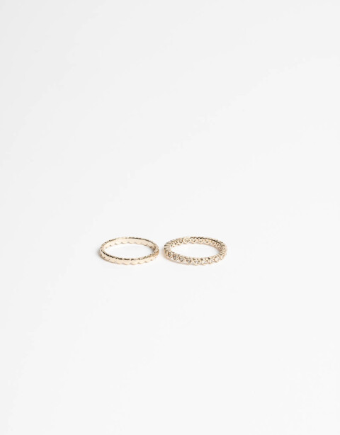 Sets Anillos Strass Set De Anillos Corazón Cubic - Dorado
