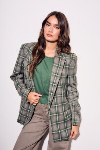 Blazer A Cuadros Oliva