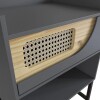 Mesa de Luz un cajon Grafito detalle Madera clara y rattan Mesa de Luz un cajon Grafito detalle Madera clara y rattan