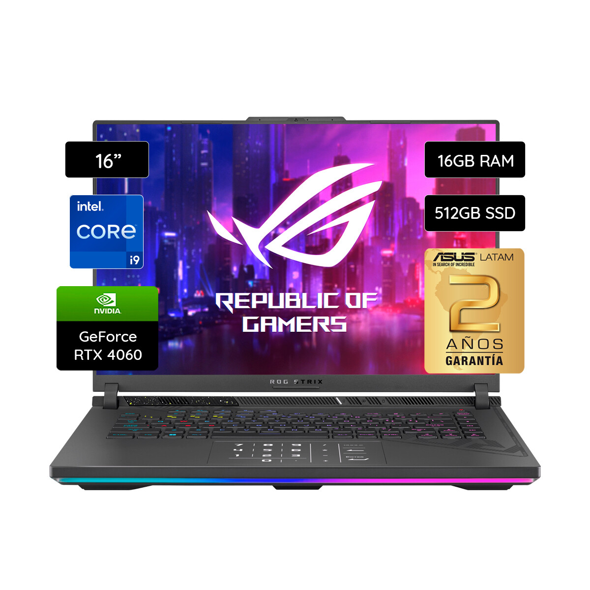 Notebook Gamer ROG Strix G16 16" Core I9 14900HX 512GB SSD / 16GB RAM G614JVR-N3111W - Eclipse gray 