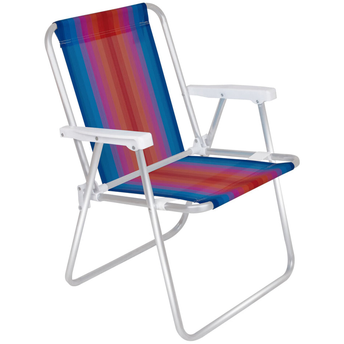Silla Alta Aluminio Clásica A Rayas - NARANJA/AZUL 