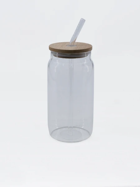VASO VIDRIO SORBITO Y TAPA BAMBOO TRANSPARENTE