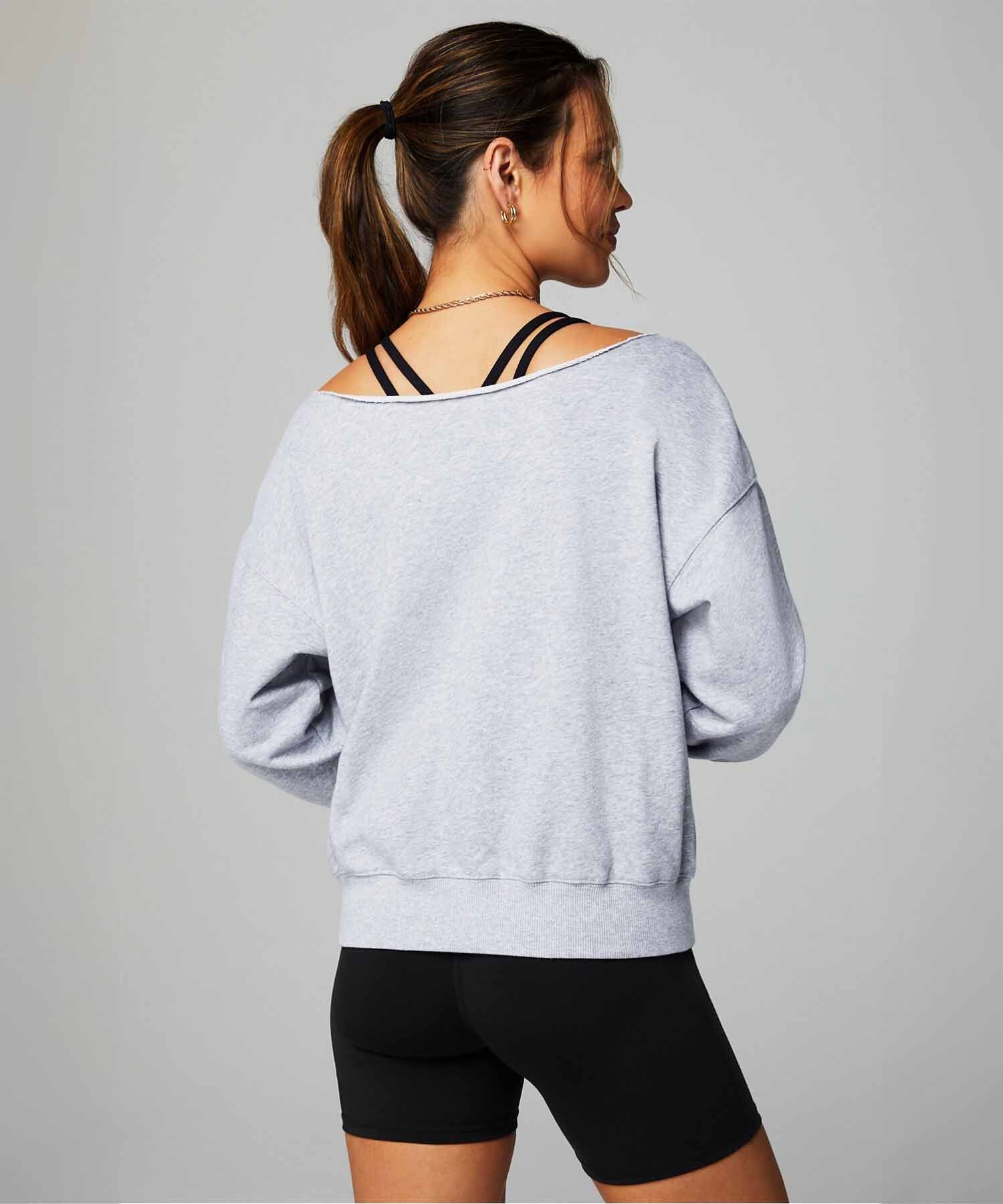 Polera Year Round Terry Off Shoulder Sweatshirt Mujer Classic Grey Heather