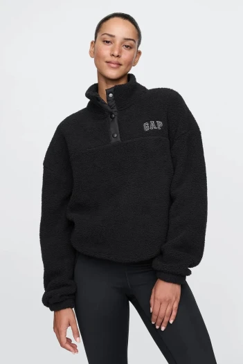 Buzo Corderito Con 3 Botones Logo Gap Mujer True Black V2