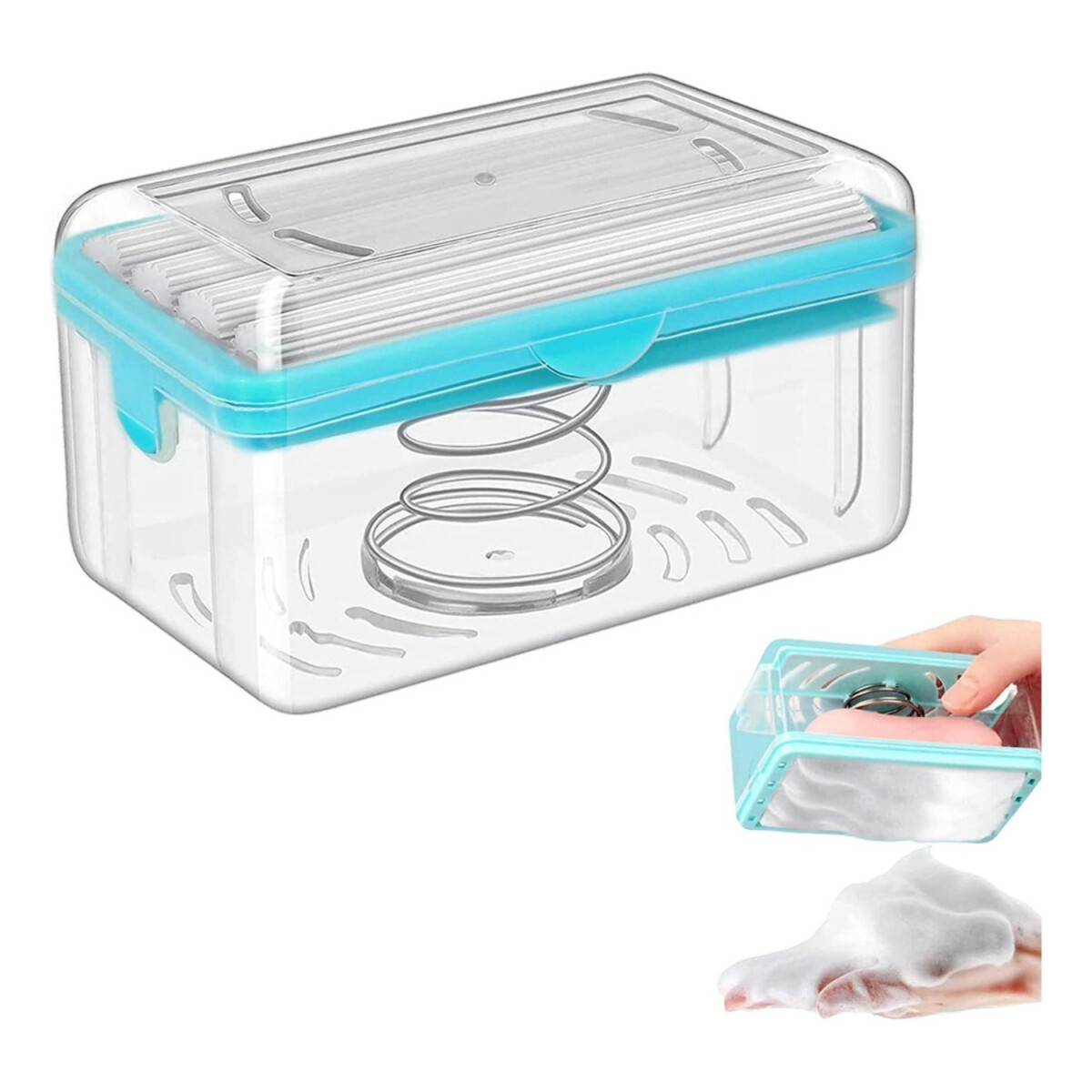 Jabonera Dispensador Jabón 2 En 1 Baño Lava Ropa Rodillos - Color Variante Celeste 