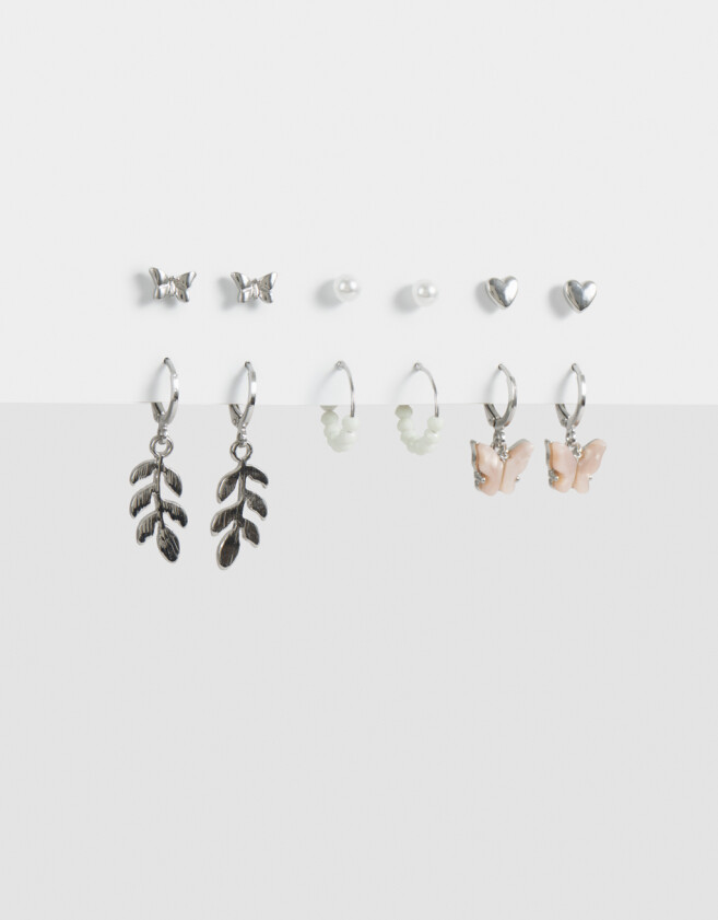 Aros Sets Con Mariposas Set De Aros Con Mariposas - Plateado