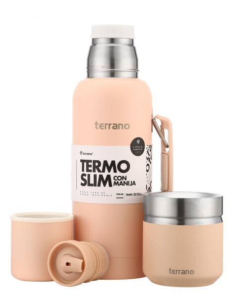 Kit Termo Slim 750ml. c/manija + Mate Folkie Rosado