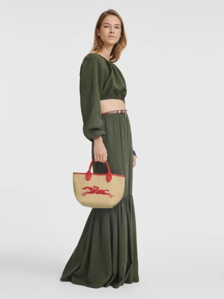 Longchamp -Cartera estilo cesta, Le panier pliage Basket Rojo