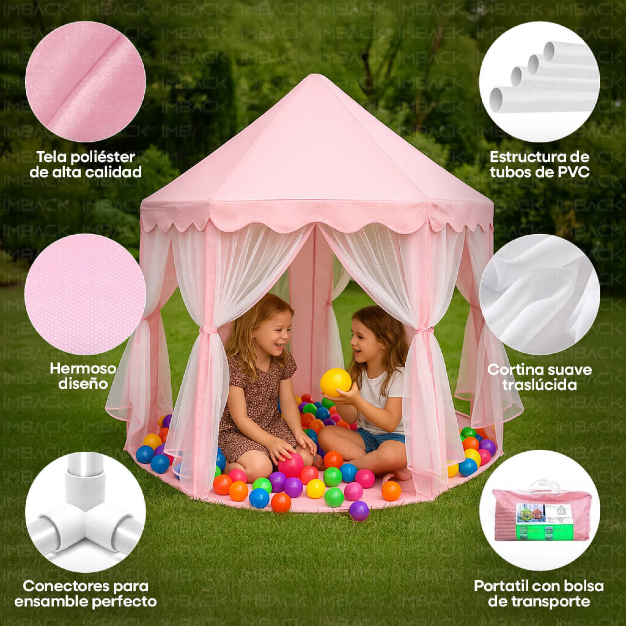LEVEL25 Castillo De Tela Plegable Para Niños | Tienda De Juego Interior Y Exterior | Incluye Funda De Almacenaje | Puerta Enrollable Y Ventanas Con Mosquitera | Regalo Para Niños Y Niñas