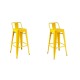 Taburete Tolix Pack 2 unidades En Metal Con Respaldo Amarillo
