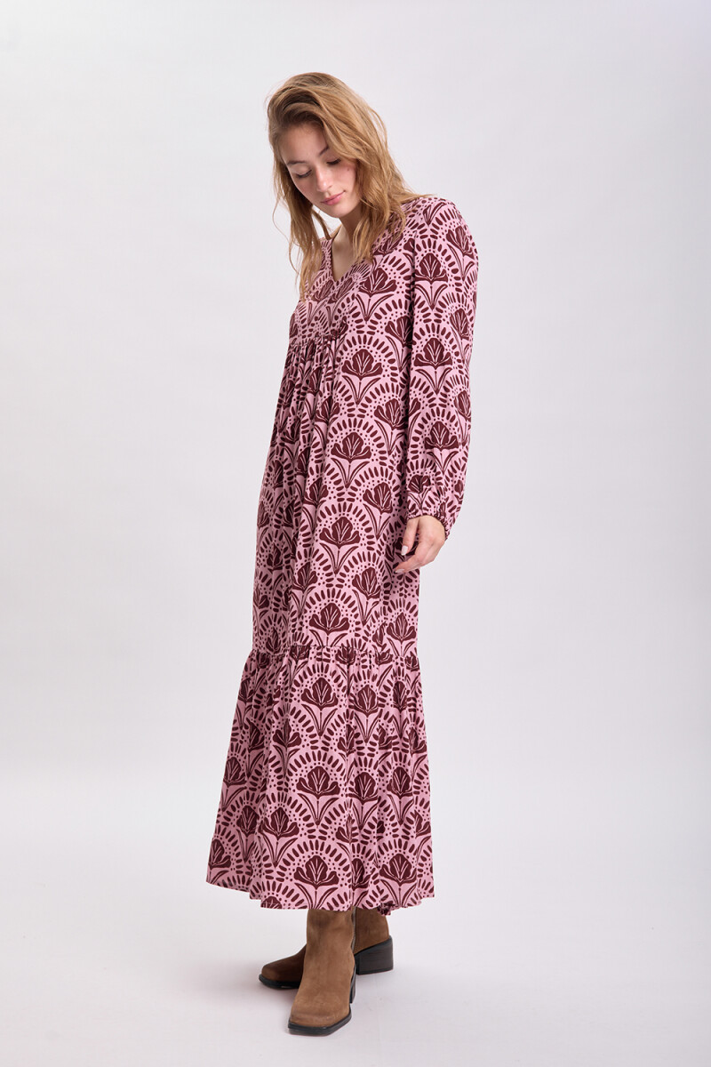 Vestido largo paneles Rosa