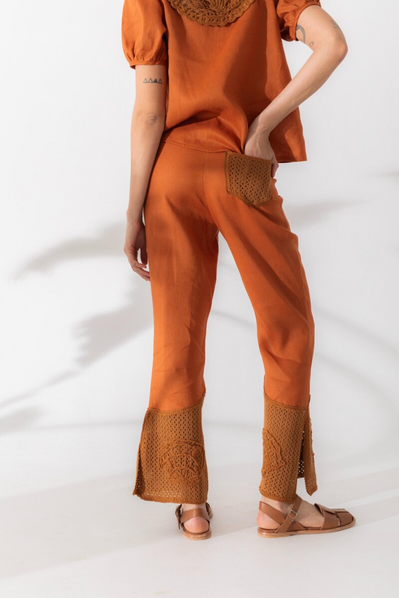 PANTALON BEA CROCHET Terracota