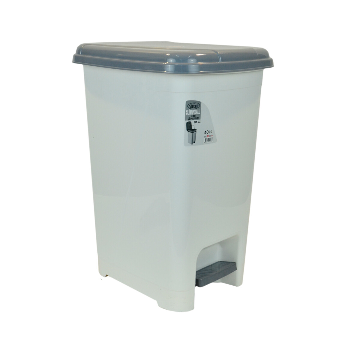 Tarro de residuos 40L con pedal y balde interno extraíble - BLANCO 