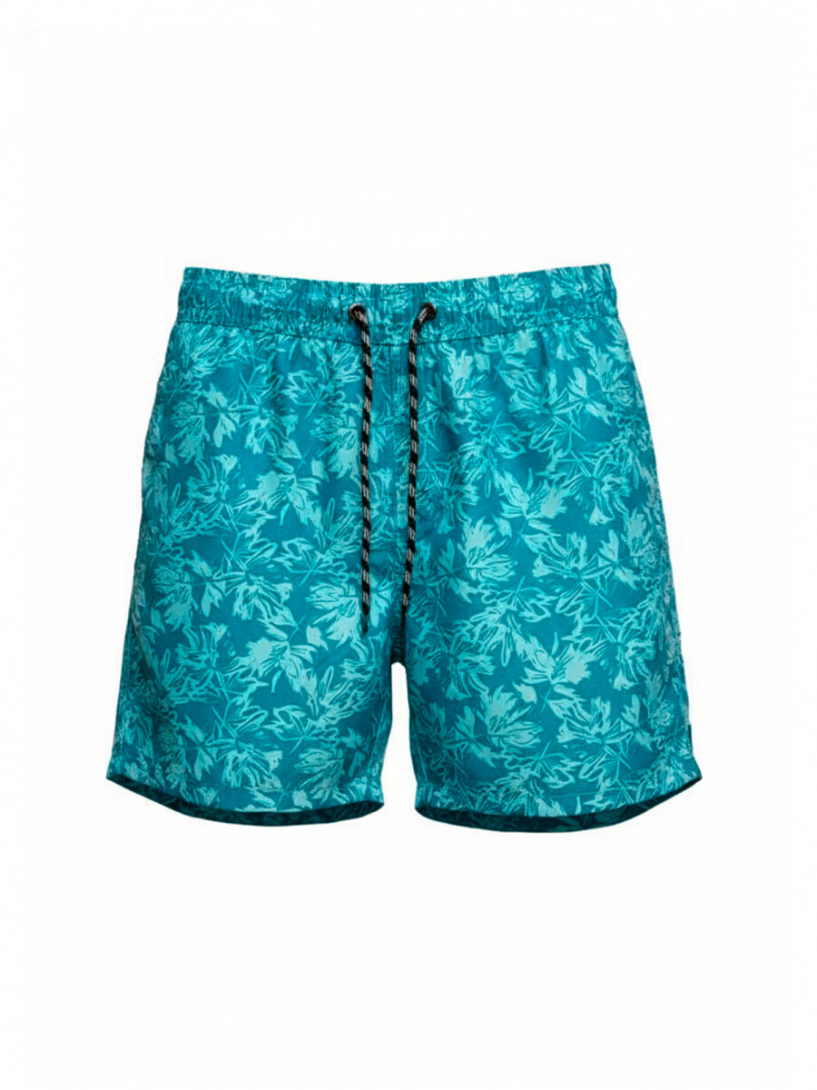 Short de baño estampado - celeste 