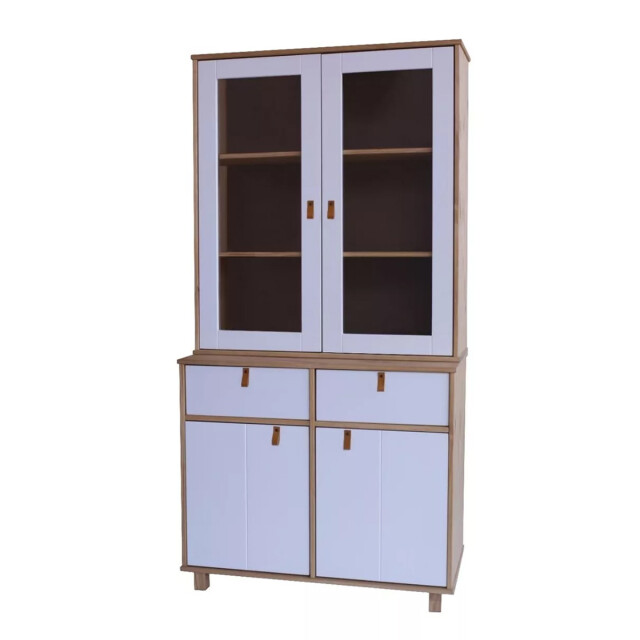 Mueble / Cristalero en madera maciza 4 puertas 2 cajones Mueble / Cristalero en madera maciza 4 puertas 2 cajones