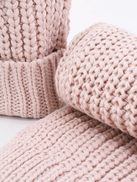 GORRO Y BUFANDA ROSADO