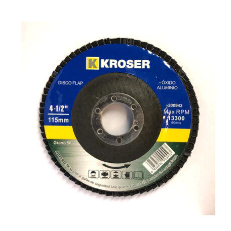 DISCO FLAP OXIDO ALUMINIO 4 1/2 GRANO 100 KROSER Sin color