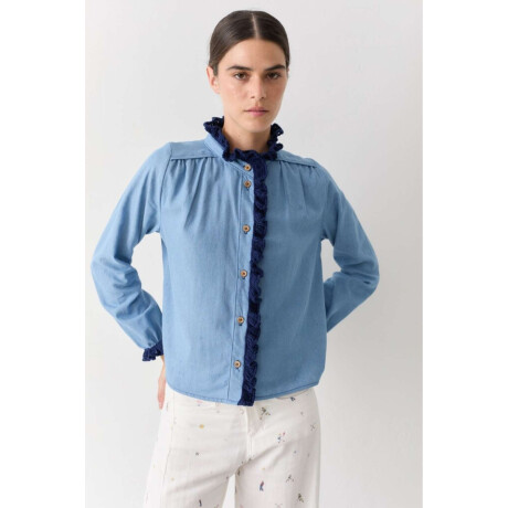 Blusa Swim Jean Crochet Celeste